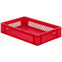 Euro-Format Stacking Container TK 600/120-1, 120x600x400 mm (HxWxD), perforated walls - closed bottom, 22 Litre, Mat.: Polypropylene