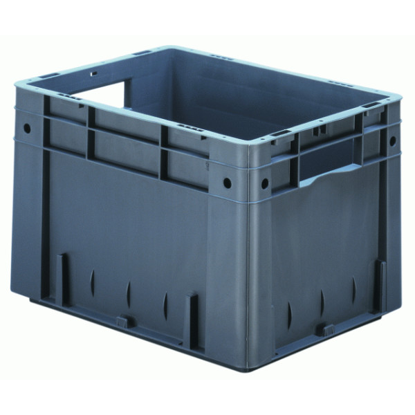 Heavy duty stacking box VTK 400/270-0, 400x300x270 mm LxWxH, solid walls and base, 25 litres, made of PP