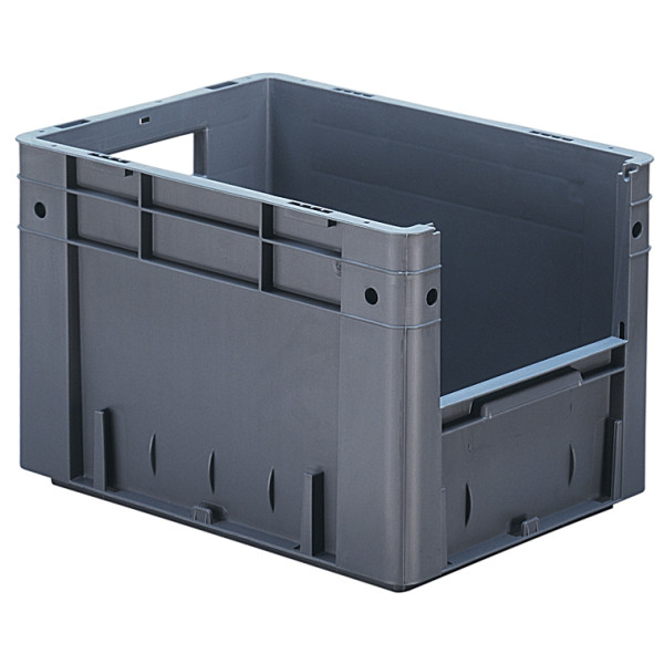 Euro-Format-Sichtlagerkasten /Stapelbehälter mit Eingriff-Öffnung VTK 400/270-4, 400x300x270 mm (LxBxH), stapelbar,  aus PP