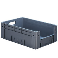 Euro-Format-Sichtlagerkasten / Stapelbehälter mit Eingriff-Öffnung VTK 600/210-4, 600x400x210 mm (LxBxH), stapelbar, aus PP
