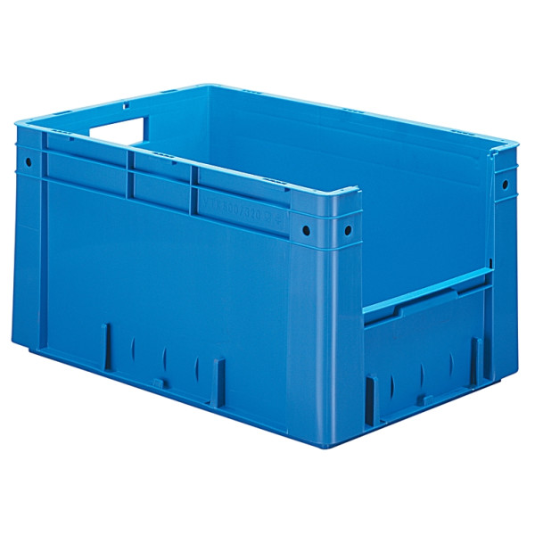 Euro-Format-Sichtlagerkasten / Stapelbehälter mit Eingriff-Öffnung VTK 600/320-4, 600x400x320 mm (LxBxH), stapelbar, aus PP