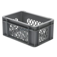 Euro-Format Stacking Container TK 300/145-2, 145x300x200 mm (HxWxD), perforated walls + bottom, 13 Litre, Mat.: Polypropylene