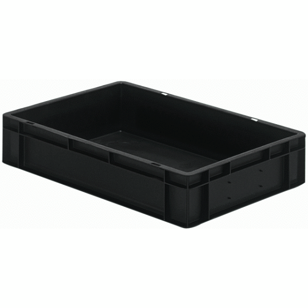 ESD-Transport-Stapelbox TKL 600/120-0, 600x400x120 mm (lxbxh), leitfähig, aus PPN, schwarz