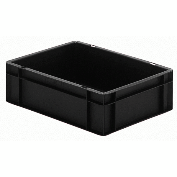 ESD-Transport-Stapelbox TKL 400/120-0, 400x300x120 mm (lxbxh), leitfähig, aus PPN, schwarz