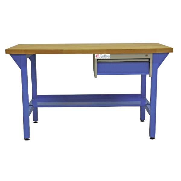 Werkbanktisch mit Unterbau-Schublade und massiver Buchenholzplatte (1500x750x40 mm)