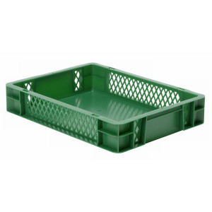 Euro-Format Stacking Container TK 400/75-1, 75x400x300 mm (HxWxD), perforated Walls - closed Bottom, 7 Litre, Mat.: Polypropylene