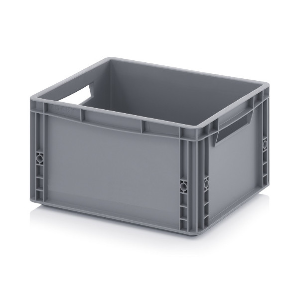 Euro-Format-Stapelbehälter "ECO", mit Grifföffnungen, Außenmaße L x B x H (mm): 400 x 300 x 220, Wände/Boden geschlossen, aus PP, grau