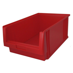 Sichtlagerkasten PLK 1, rot, 500/450 x 315 x 200 mm (LxBxH), aus PP, mit integriertem Etikettenfach