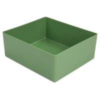 Insertable bin 50/1, 130x115x50 mm, mignonette green, industry standard for drawers, assortment boxes, made of polystyrene