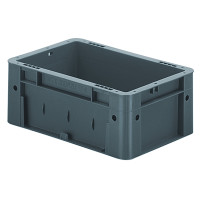 Euro-Schwerlast-Stapelbox, VTK 300/120-0, grau, 300x200x120 mm (LxBxH),  ohne Grifföffnungen, aus PP