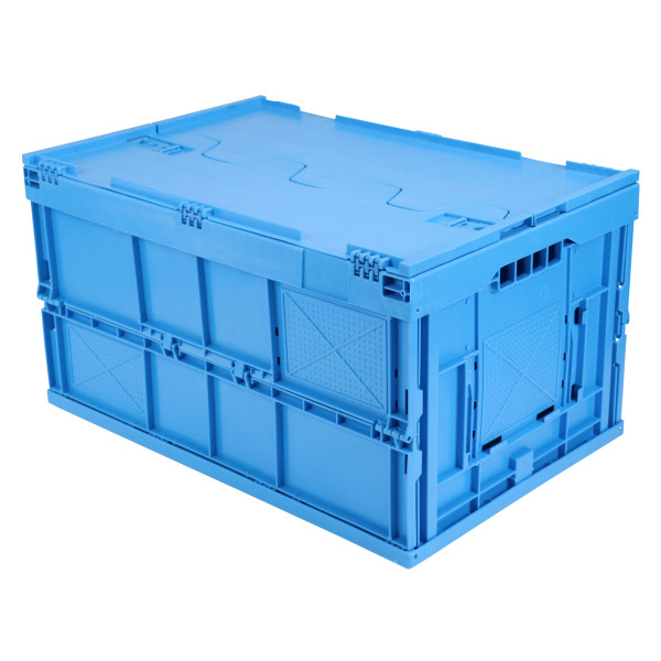 Faltbox FB 6/330DK, blau, 600 x 400 x 330 mm (LxBxH), mit Deckel und Entnahme-Klappe, blau, 62 liter, aus PP