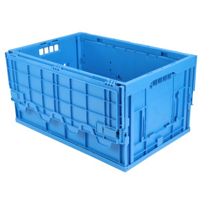 Faltbox FB 6/330DK, blau, 600 x 400 x 330 mm (LxBxH), mit Deckel und Entnahme-Klappe, blau, 62 liter, aus PP
