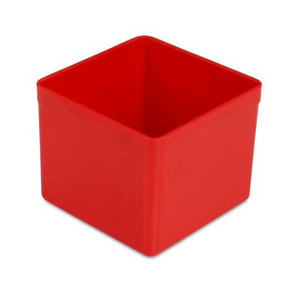 25 pcs. insertable bins E 45/1, 54x54x45 mm, red, industry standard for drawers, assortment boxes, made of polystyrene