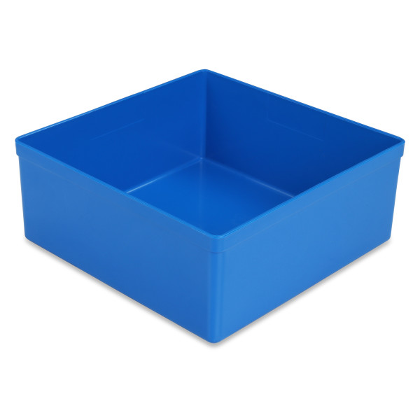 25 pcs. insertable bins 45/3, 108x108x45 mm, blue, industry standard for drawers, assortment boxes, made of polystyrene