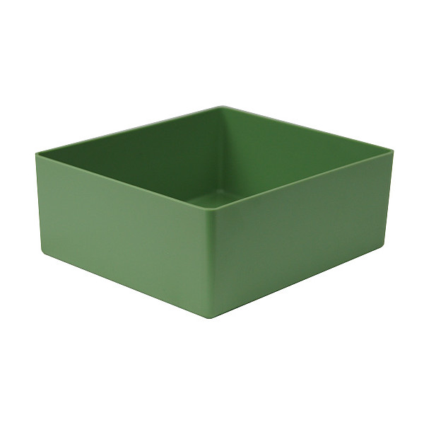 25 pcs, Insertable bins 50/1, 130x115x50 mm, green or grey, industry standard for drawers, assortment boxes, made of polystyrene