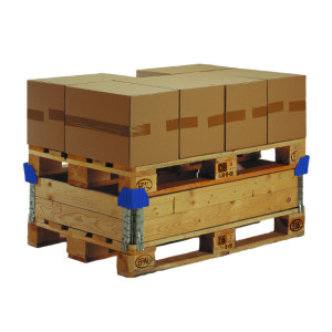 Stapelecken-Großpackung (144 St.) für Paletten-Holzaufsetzrahmen, blau, aus PE