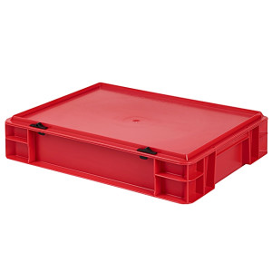 Bi-Color-Design Stapelbox BICO 4075, rot, mit Verschlussdeckel, in rot, 400x300x86 mm (LxBxH), 7 Liter, aus PP