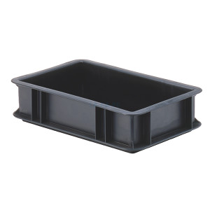 ESD-Transport-Stapelbox TKL 300/75-0, 300x200x75 mm (lxbxh), leitfähig, aus PPN, schwarz