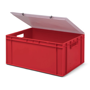 Euro-Transport-Stapelbox, rot, mit transparentem...