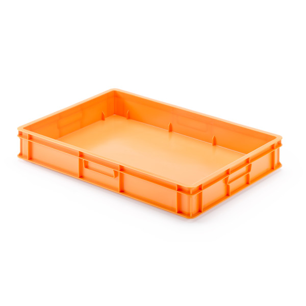 XL-Stapelbox 650x450x100 mm LxBxH, Wände geschlossen, ohne Grifföffnungen, aus PE, Farbe gelb-orange