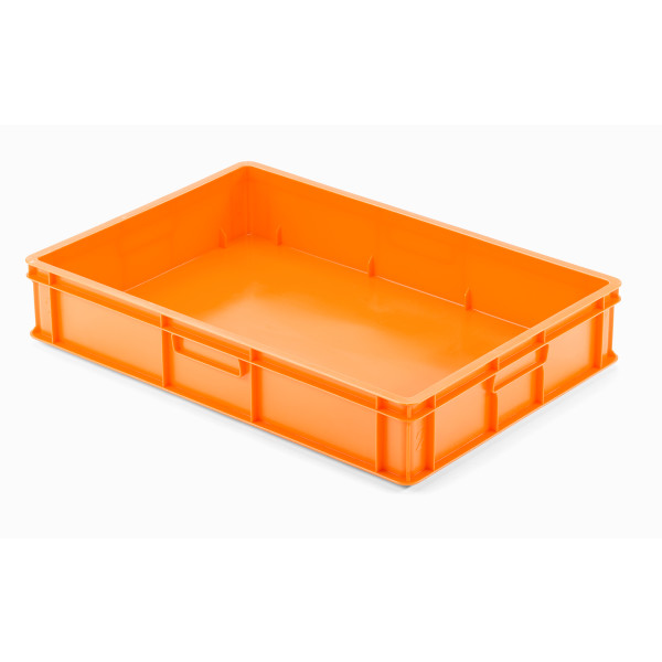 XL-Stapelbox 650x450x120 mm LxBxH, Wände geschlossen, ohne Grifföffnungen, aus PE, Farbe gelb-orange