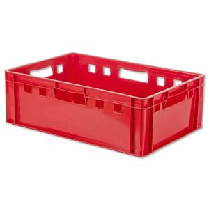 Euro-Fleischbehälter E2, 600x400x200 mm, rot, Volumen: 40 Liter, Traglast: 40 kg, aus HDPE, lebensmittelecht