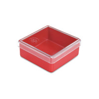 25 pcs. insertable bins 23/1 with lids, 54x54x23 mm, red, industry standard for drawers, assortment boxes, made of polystyrene