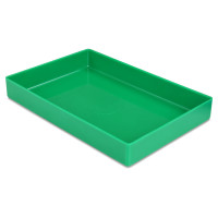 25 pcs. insertable bins with lids 23/4, 162x108x23 mm, green, industry standard for drawers, assortment boxes, made of polystyrene