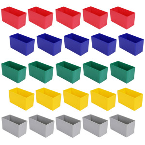 Einsatzkasten E 63/2, farblich sortiert, 108 x 54 x 63 mm (lxbxh), 1 VE = 25 Stück, aus hochschlagfestem Polystyrol