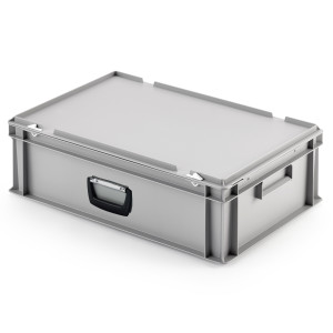 Profi Euro-Koffer EBO-617, aus PP, 600x400x175mm, mit 1 Koffergriff und Deckel, grau