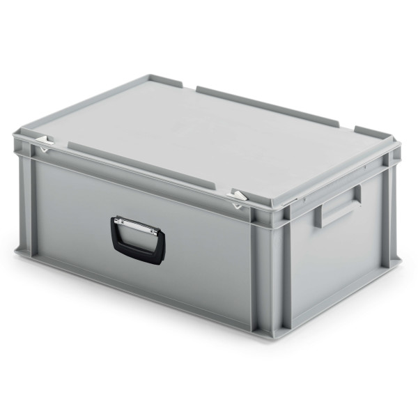 Profi Euro-Koffer EBO-622, aus PP, 600x400x220mm, mit 1 Koffergriff und Deckel, grau