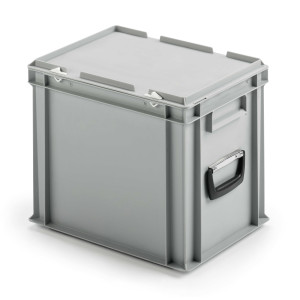 Profi Euro-Koffer EBO-432, aus PP, 400x300x320mm, mit 2 Koffergriffen und Deckel, grau