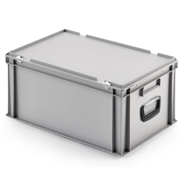 Profi Euro-Koffer EBO-628, aus PP, 600x400x280mm, mit 2 Koffergriffen und Deckel, grau