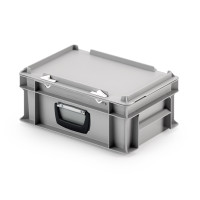 Profi Euro-Koffer EBO-312, aus PP, 300x200x120mm, mit 1 Koffergriff und Deckel, grau