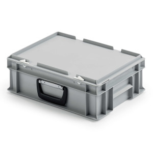 Profi Euro-Koffer EBO-412, aus PP, 400x300x120mm, mit 1 Koffergriff und Deckel, grau