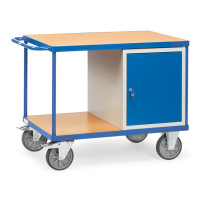 Werkstattwagen / Tischwagen, mit 1 Schrank und 2 Etagen, 600 kg Traglast