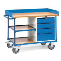 Werkstattwagen / Tischwagen mit 4 Schubladen und 3 Ladeflächen, 400 kg Traglast