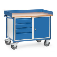 Werkstattwagen / Tischwagen mit 4 Schubladen und 1 Schrank, 400 kg Traglast