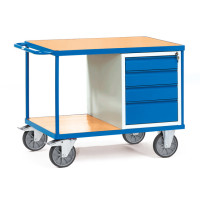 Werkstattwagen / Tischwagen mit 4 Schubladen und 2 Etagen, 600 kg Traglast