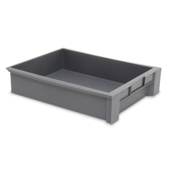 Industrie Schublade aus Kunststoff, Schubladenbox, 467x370x100 mm (LxBxH), extra stabil mit Rippenboden, grau / blau